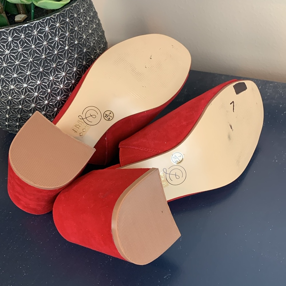 Chinese Laundry Los Angeles Women’s Red Open Toe Mules Size 7 - Picture 9 of 10